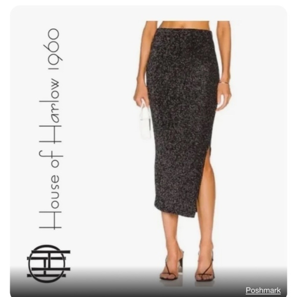 House of Harlow shimmery brown gold knit skirt Sz medium M